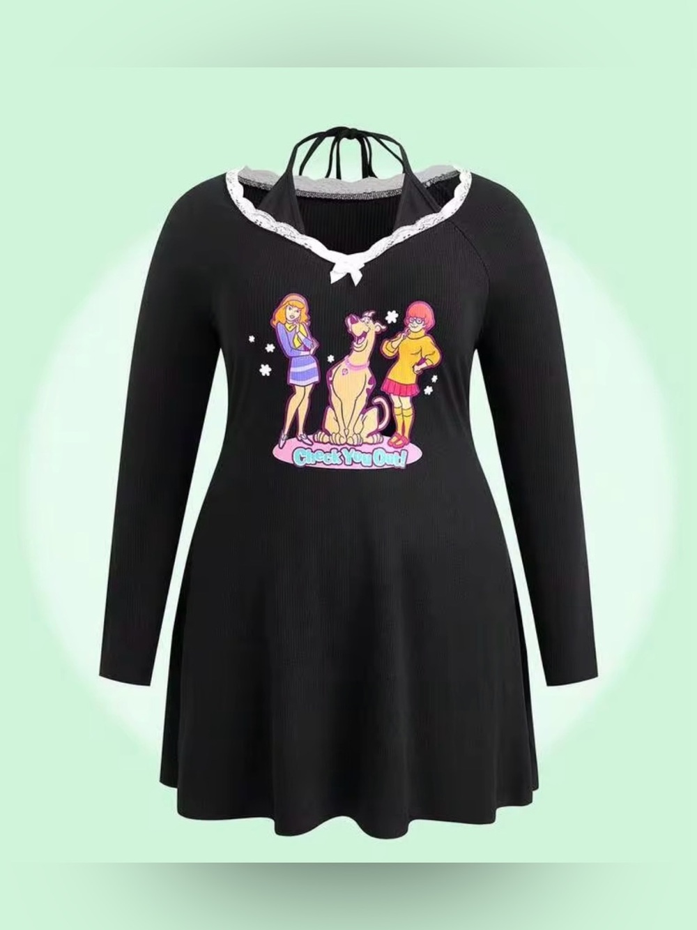 SHEIN Scooby Doo Long sleeve ribbed tie strap night gown size 2X
